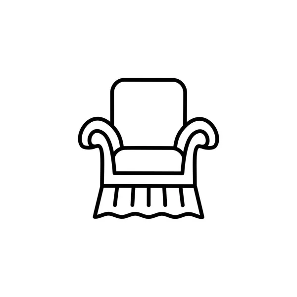 Schwarzweiß Vektorillustration Eines Sessels Vintage Stil Mit Hoher Rückenlehne Liniensymbol — Stockvektor