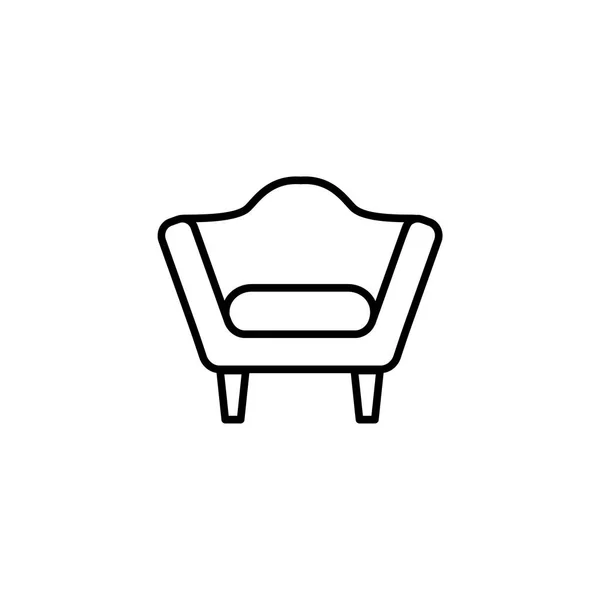 Black White Vector Illustration Comfortable Armchair Decorative Back Line Icon — Stock Vector
