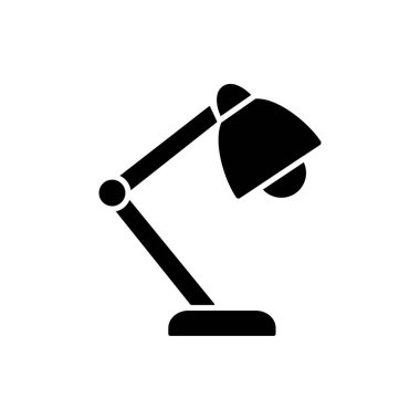 Siyah ve beyaz vektör Illustration dengeli kol masa lambası. Modern masaüstü ışık fikstür düz simgesi. Ev ve ofis aydınlatma. Görev aydınlatma. Beyaz arka plan üzerinde izole nesne