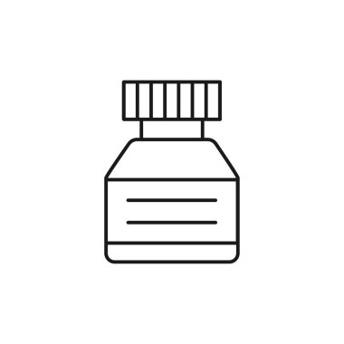 Hat mürekkep şişesi içinde siyah ve beyaz vektör Illustration. Çizim, yazı, çizim için tedarik satırı simgesi. Beyaz arka plan üzerinde izole nesne