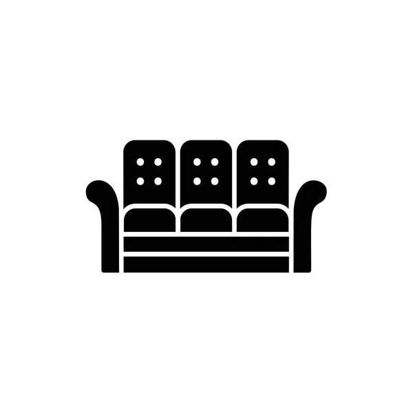 Ilustracja Wektorowa Czarny Biały Recliner Sofa Seaters Płaskie Ikonę Skórzana — Wektor stockowy