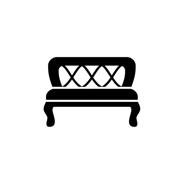 Ilustración Vectorial Blanco Negro Del Banco Icono Plano Patio Settee — Vector de stock