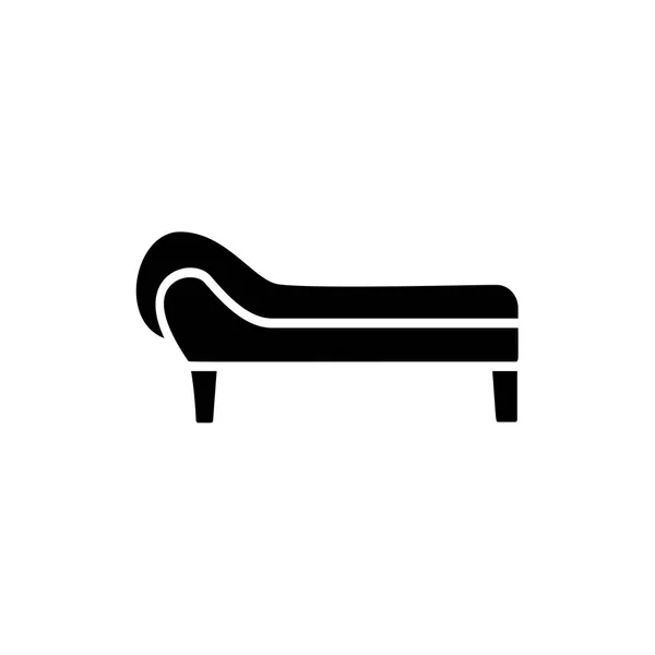 Zwarte Witte Vectorillustratie Van Bank Platte Icoon Van Comfortabele Sofa — Stockvector