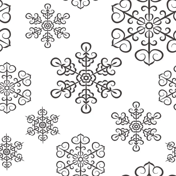 Modèle Sans Couture Hiver Avec Des Flocons Neige Noirs Sur — Image vectorielle