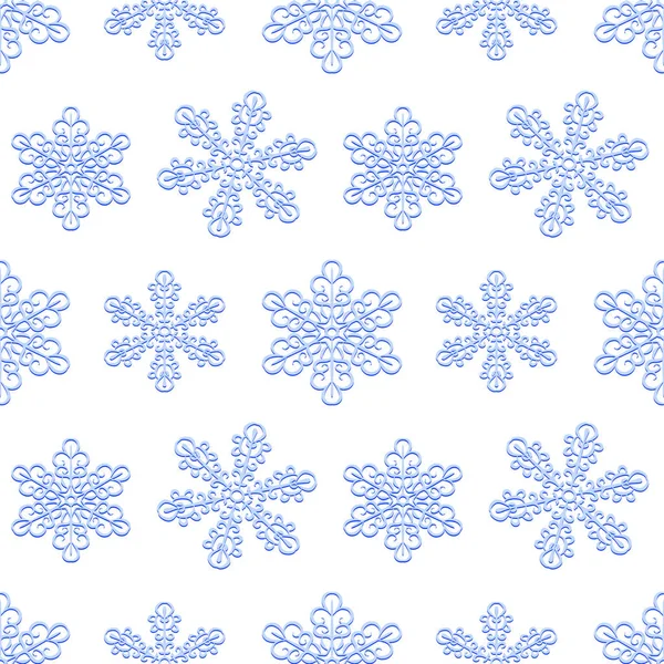 冬季无缝模式与蓝色雪花在白色背景 纸包装 请柬的无尽霜饰品 向量例证 — 图库矢量图片