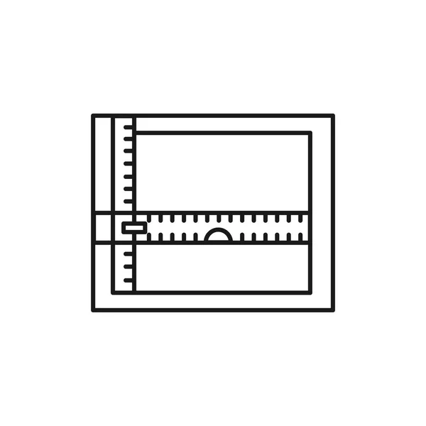 定規で製図板の黒 白のベクトル イラスト 建築家 エンジニア 製図の起草テーブルの線のアイコン 機械製図ツールです 白い背景の上の孤立したオブジェクト — ストックベクタ