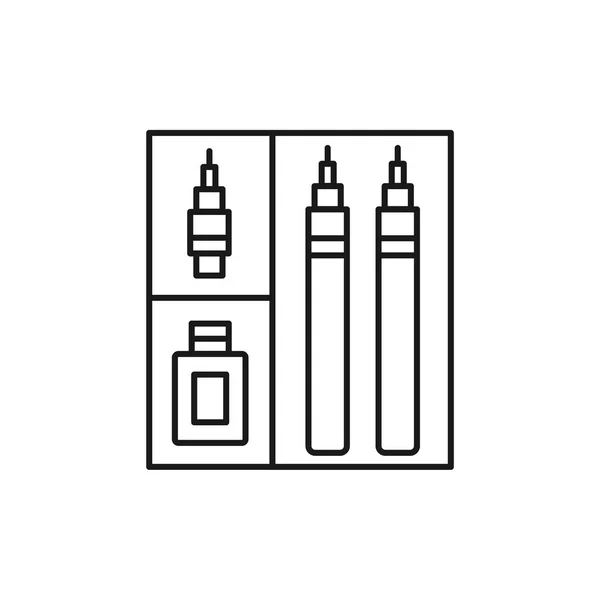 Schwarz Weiß Vektorillustration Des Fineliner Pen Kits Liniensymbol Des Tintenlinersets — Stockvektor