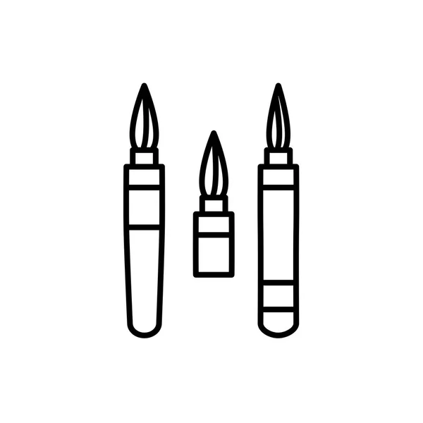 Black White Vector Illustration Calligraphy Brush Pens Line Icon Tool — Stock Vector