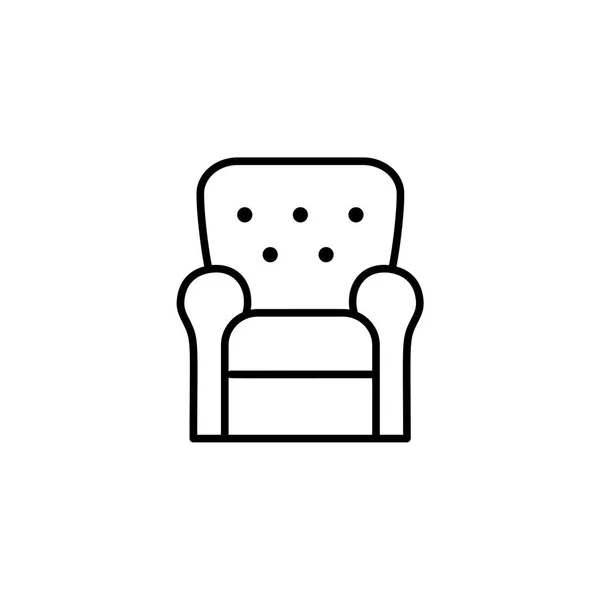 Черно Белая Векторная Иллюстрация Винтажного Кресла Высокой Спинкой Линия Иконки — стоковый вектор