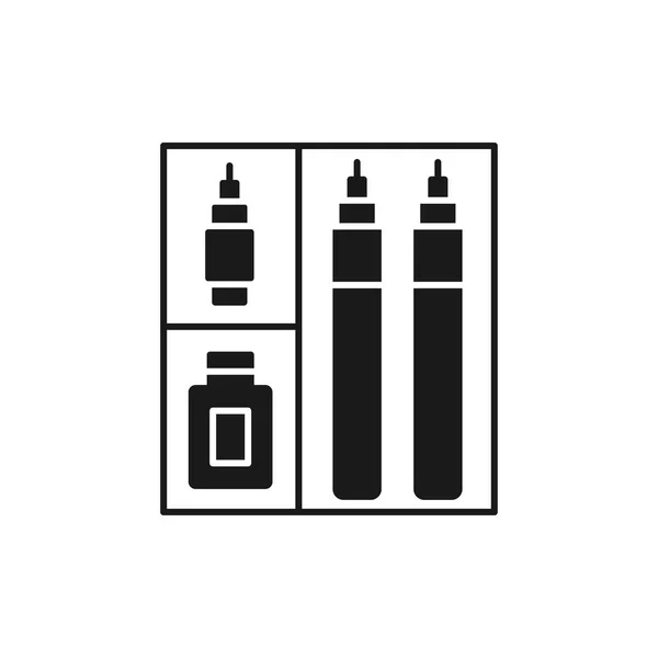 Černé Bílé Vektorové Ilustrace Kit Pero Fineliner Plochý Ikona Ink — Stockový vektor