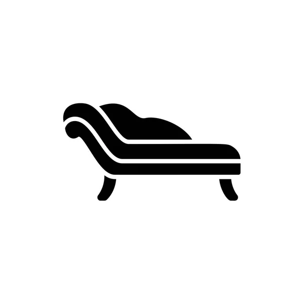 Siyah Beyaz Vektör Illustration Chaise Lounge Kanepe Kanepe Düz Simgesi — Stok Vektör