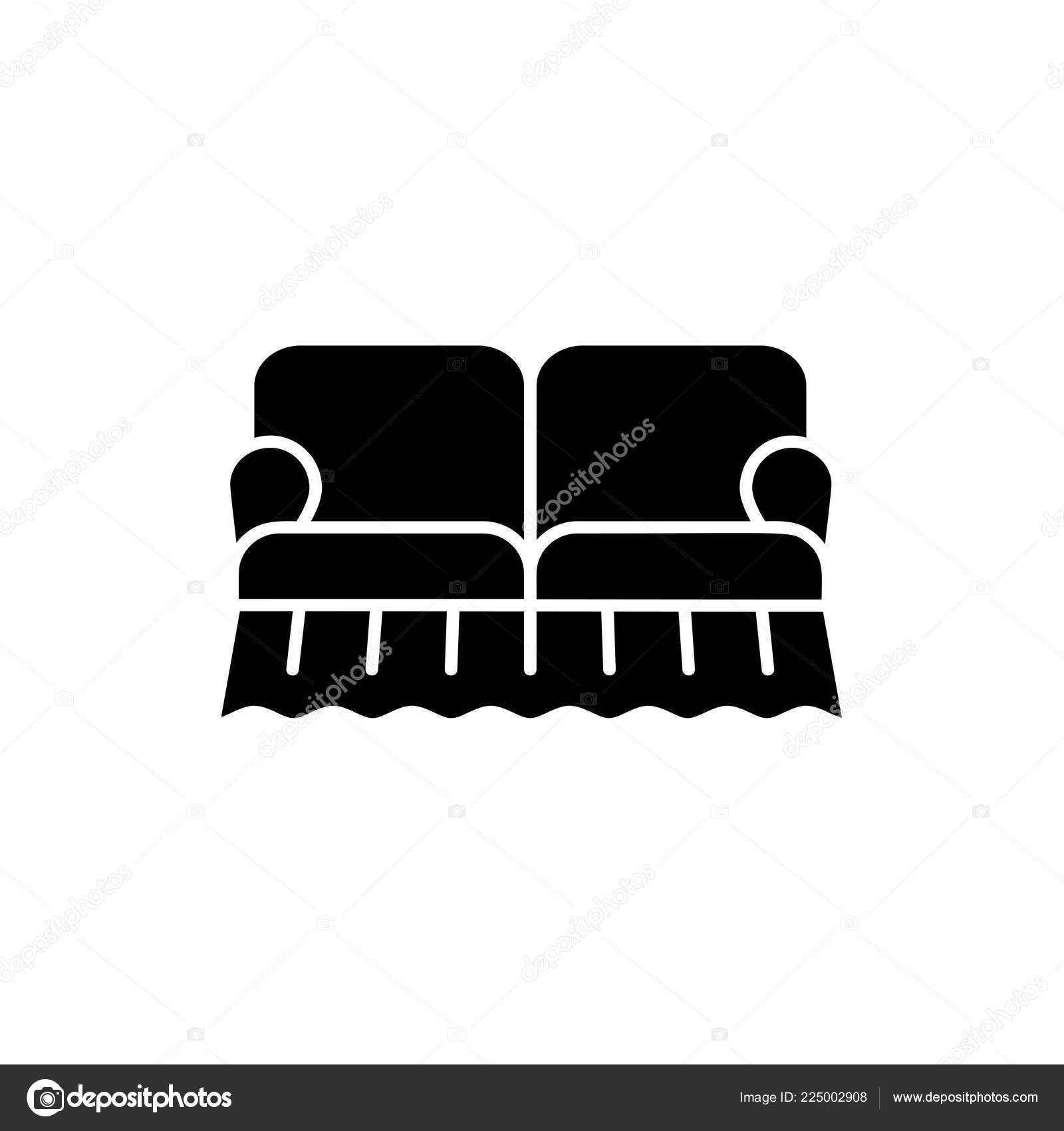 Black White Vector Illustration English Sofa Classic Loveseat Flat Icon Stock Vector C Milta 225002908
