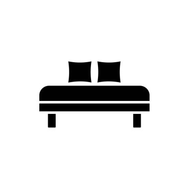 Siyah ve beyaz vektör Illustration daybed 2 yastık ile. Rahat kanepe. Kanepe düz simgesi. Modern ev ve ofis mobilya. Beyaz arka plan üzerinde izole nesne