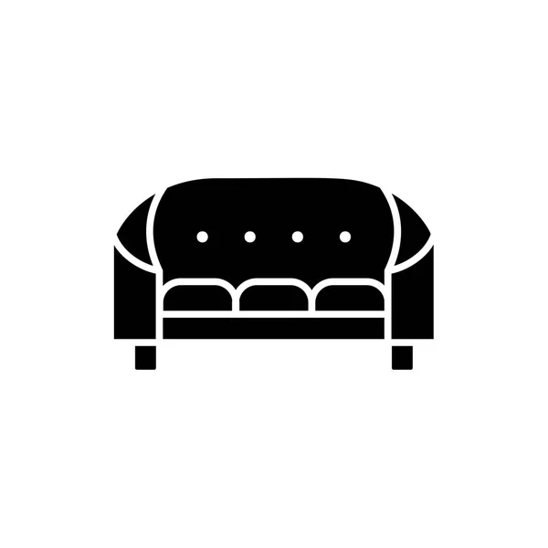 Ilustración Vectorial Blanco Negro Cabriole Sofá Vintage Copetudo Icono Plano — Vector de stock