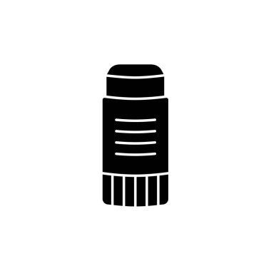 Yapışkan siyah ve beyaz vektör Illustration. Hobi ve DIY projeler için yapıştırıcı tüp düz simgesi. Okul, ofis ve ev için ileti örneği. Beyaz arka plan üzerinde izole nesne