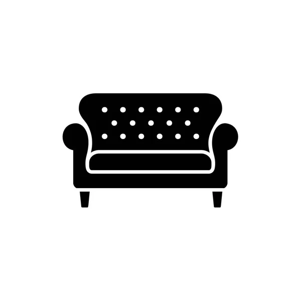 Black White Vector Illustration Bridgewater Sofa Flat Icon Settee Element — Stock Vector
