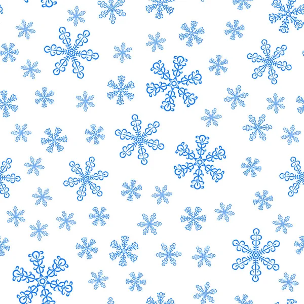 Modèle Sans Couture Hiver Avec Des Flocons Neige Bleus Sur — Image vectorielle