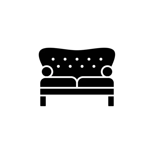 Ilustración Vectorial Blanco Negro Loveseat Vintage Sofá Doble Icono Plano — Vector de stock