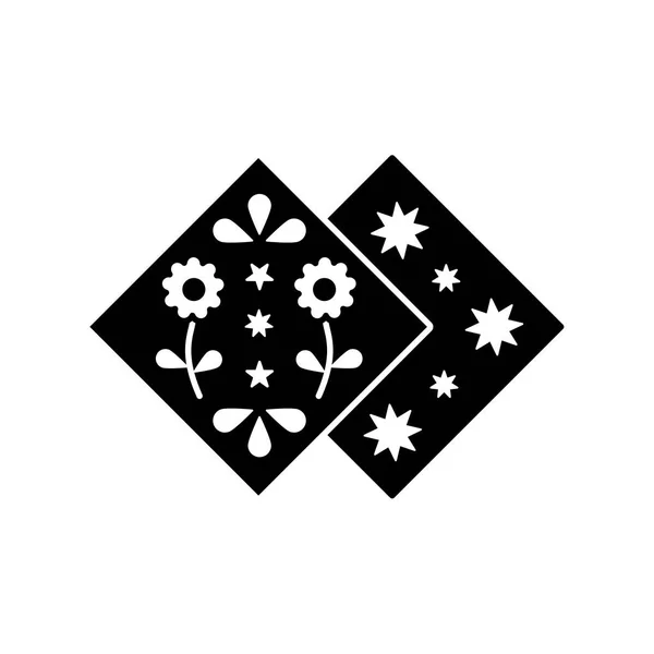 Ilustración Vectorial Blanco Negro Servilletas Papel Con Estrellas Patrones Florales — Archivo Imágenes Vectoriales