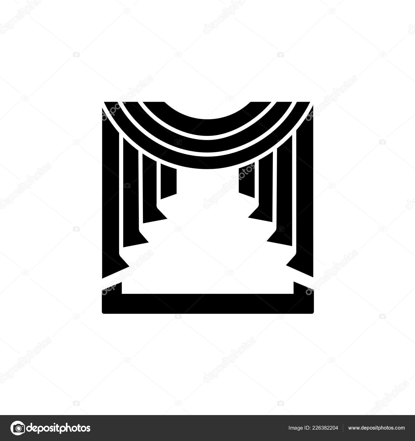 Vector Illustration Fabric Curtain Central Swag Drapery Flat Icon