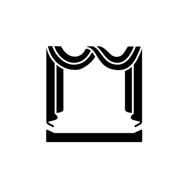 カーテンと生地のスカーフ カーテンの黒 白のベクトル イラスト 盗品と連鎖の陰のフラット アイコン ウィンドウ装飾 白い背景の上の孤立したオブジェクト — ストックベクタ