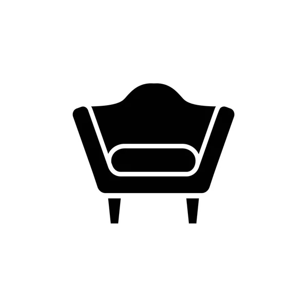 Illustration Vectorielle Noir Blanc Fauteuil Confortable Avec Dossier Décoratif Icône — Image vectorielle