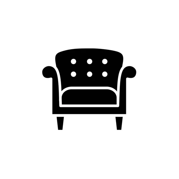 Ilustración Vectorial Blanco Negro Sillón Cuero Estilo Vintage Icono Plano — Vector de stock