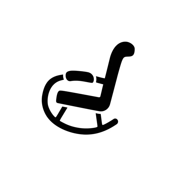 Illustration Vectorielle Noir Blanc Rocking Chair Rocker Icône Plate Siège — Image vectorielle