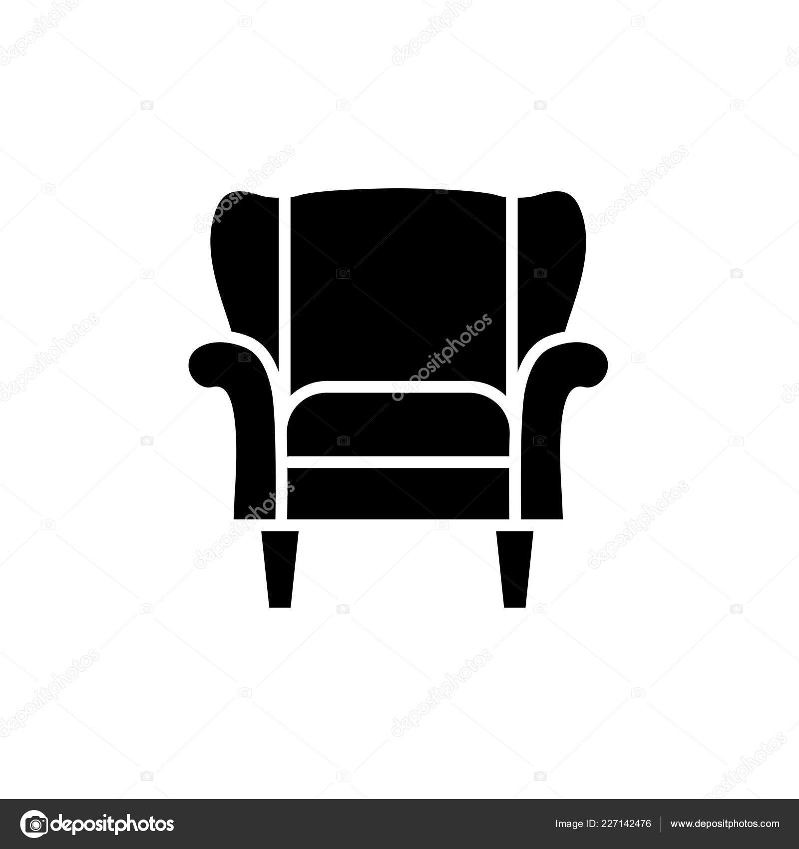 Black White Vector Illustration Classic Armchair High Back