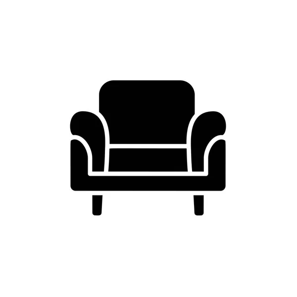 Black White Vector Illustration Comfortable Armchair Flat Icon Arm Chair — Stock Vector