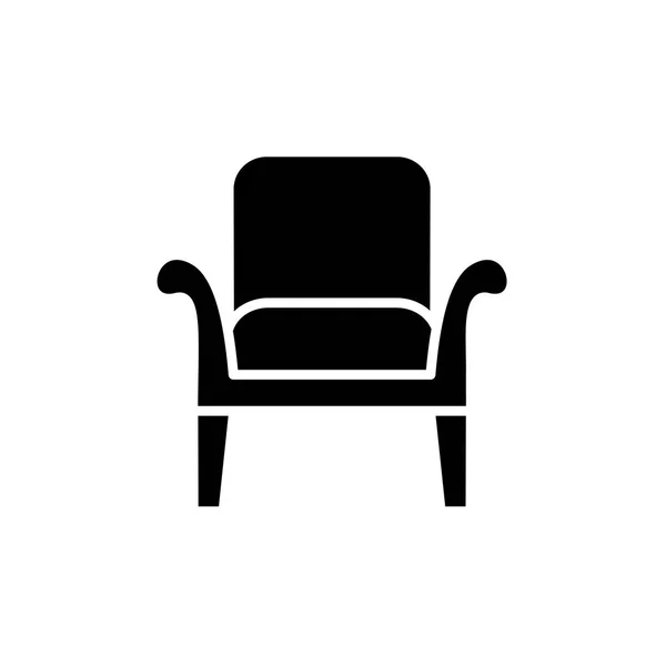 Черно Белая Векторная Иллюстрация Деревянного Кресла Высокой Спиной Плоская Икона — стоковый вектор
