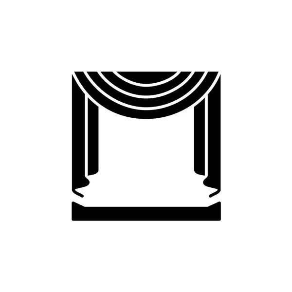 Illustration Vectorielle Rideau Tissu Avec Draperie Centrale Icône Plate Abat — Image vectorielle