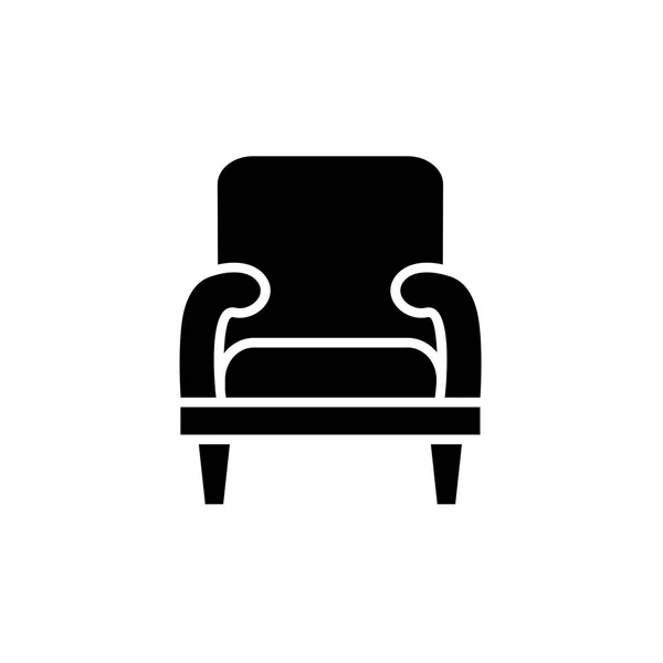 Black White Vector Illustration Comfortable Armchair High Back Flat Icon — Stock Vector