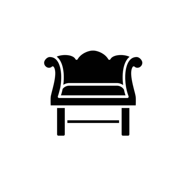 Black White Vector Illustration Retro Wooden Armchair Decorative High Back — Stock Vector