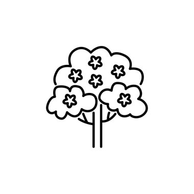 Siyah ve beyaz vektör çizim çiçek süs ağacı. Lin