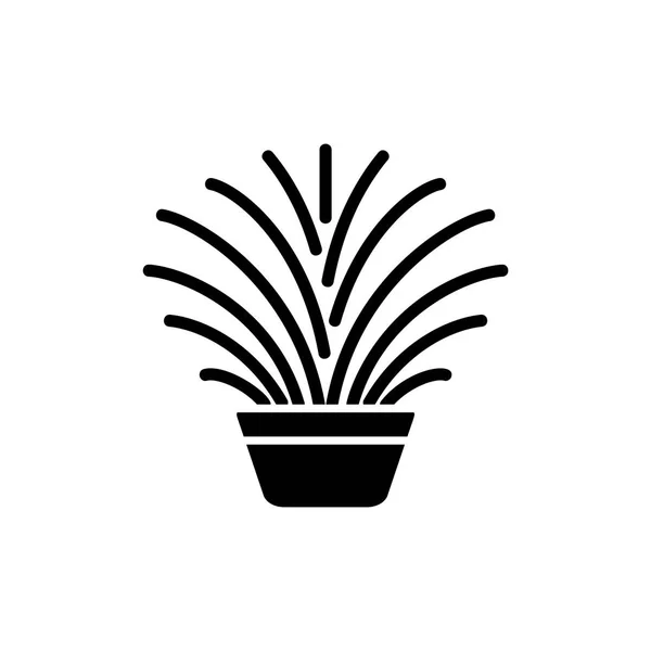 盆栽观赏性草本植物的黑白向量例证 装饰家居用品在容器 室内绿叶植物的扁平图标 白色背景上的独立对象 — 图库矢量图片