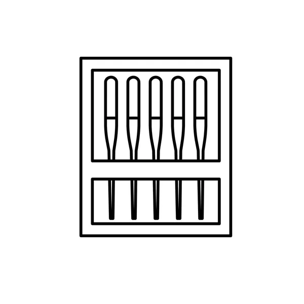 Schwarzweiß Illustration Von Nähmaschinennadeln Vektorzeilensymbol Isoliertes Objekt Auf Weißem Hintergrund — Stockvektor