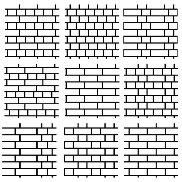Witte Bakstenen Muur Achtergrond Set Van Naadloze Vector Patronen Verschillende — Stockvector