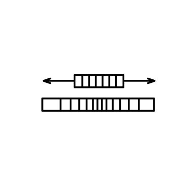 Lastik kordon dikiş siyah ve beyaz örnektir. Vektör satırı simgesi bir elbise için streç ip. Beyaz arka plan üzerinde izole nesne