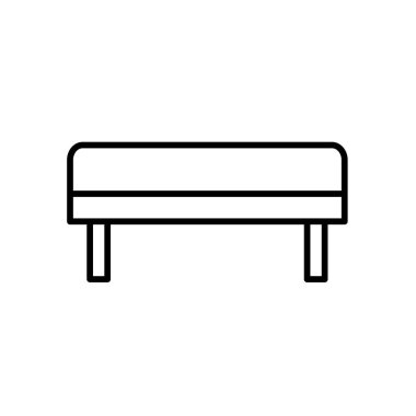 Döşemeli koltuk tezgah. Giriş yoluna veranda mobilya. Vektör satırı simgesi. Yalıtılmış nesne