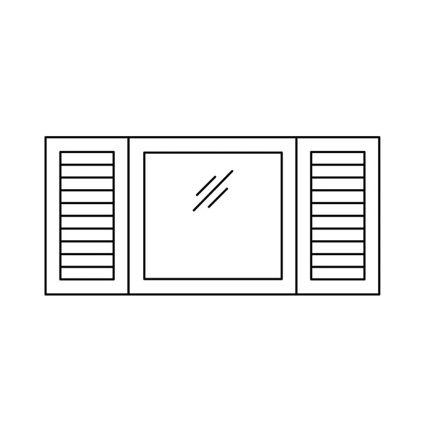 Zwarte Witte Afbeelding Van Oude Lamellen Plantage Venster Sluiter Vector — Stockvector