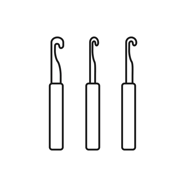 Schwarz Weiße Illustration Des Stricknadelsets Vektor Liniensymbol Des Häkelsets Isoliertes — Stockvektor