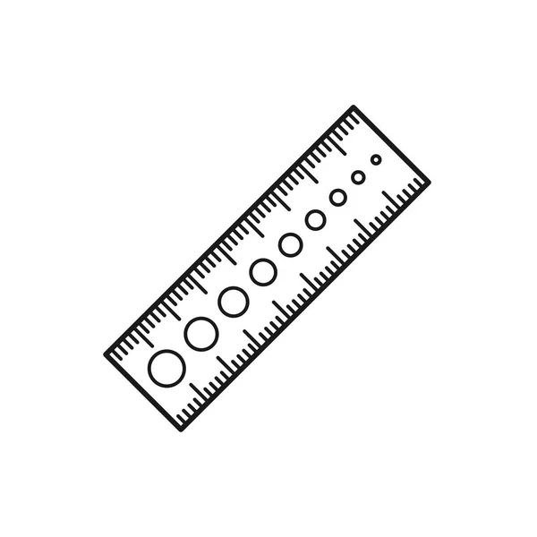 Schwarz Weiß Vektorillustration Des Stricknadelmessers Liniensymbol Des Stricklineals Isoliertes Objekt — Stockvektor