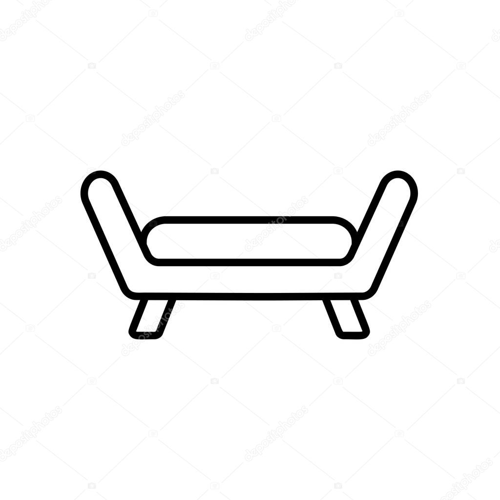 Upholstered couch seat. Entryway patio furniture. Vector line icon. Isolated object