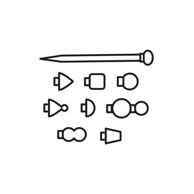 Siyah ve beyaz iğne nokta gösterimi koruyucular stoper. Vektör satırı simgesi. Yalıtılmış nesne üzerinde beyaz adam