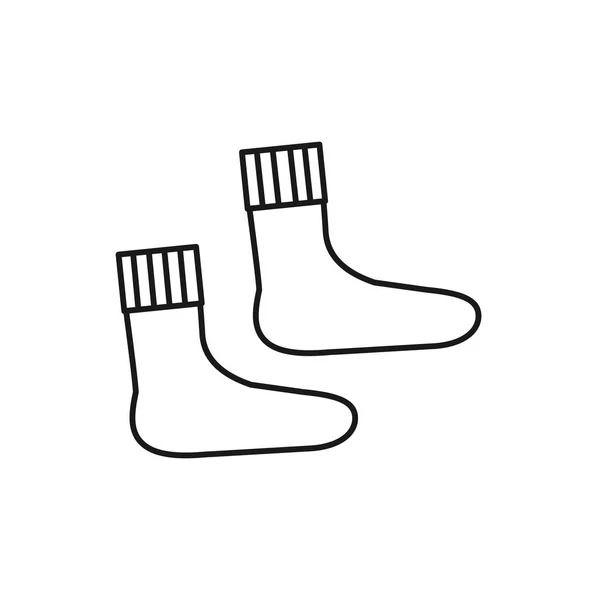 Black White Illustration Knitted Warm Socks Vector Line Icon Winter — Stock Vector