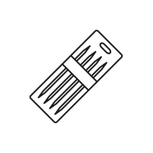 Black White Illustration Knitting Straight Single Point Needle Kit Vector — Stock Vector