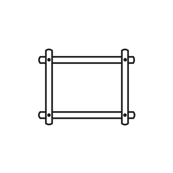 刺绣挂毯框架的黑白矢量插图 线图标的针线十字绣持有人 白色背景上的独立对象 — 图库矢量图片