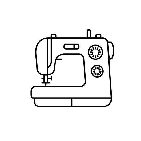 缝纫机的黑白插图 矢量线图标 白色背景上的独立对象 — 图库矢量图片