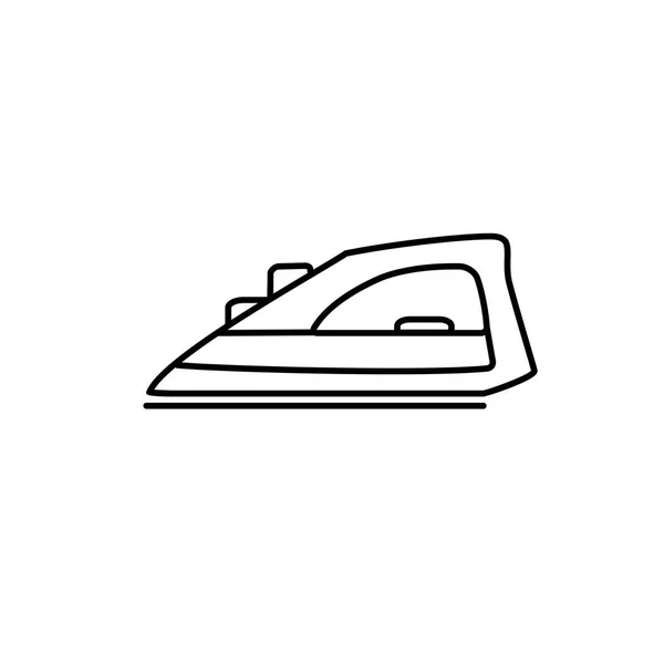 Черно Белая Иллюстрация Парового Утюга Значок Векторной Линии Изолированный Объект — стоковый вектор